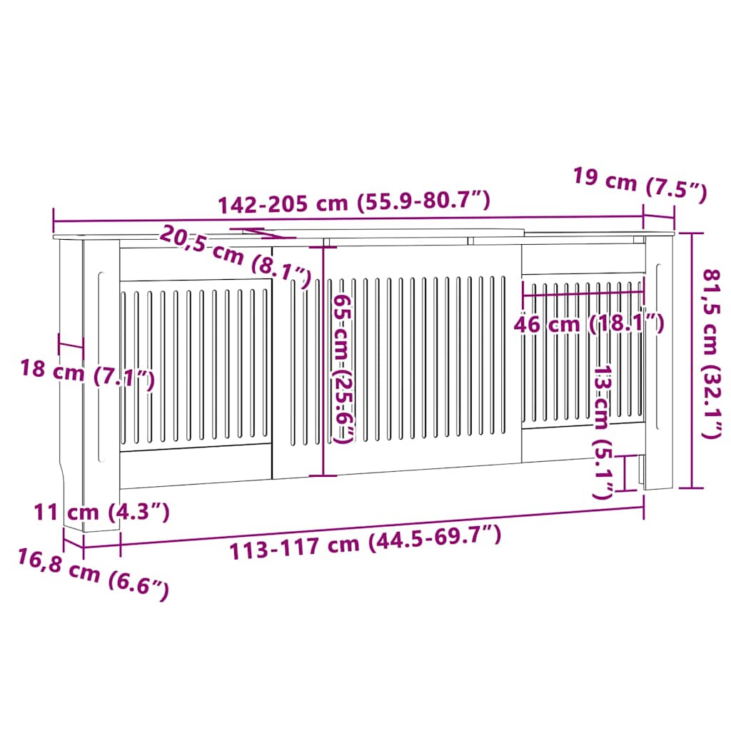 Capa de Radiador 2 pcs Branco 205x20,5x81,5cm