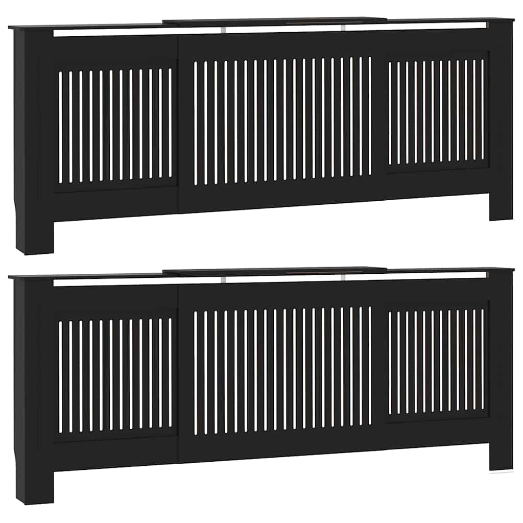 Capa de Radiador 2 pcs Preto 205x20,5x81,5cm Madeira processada