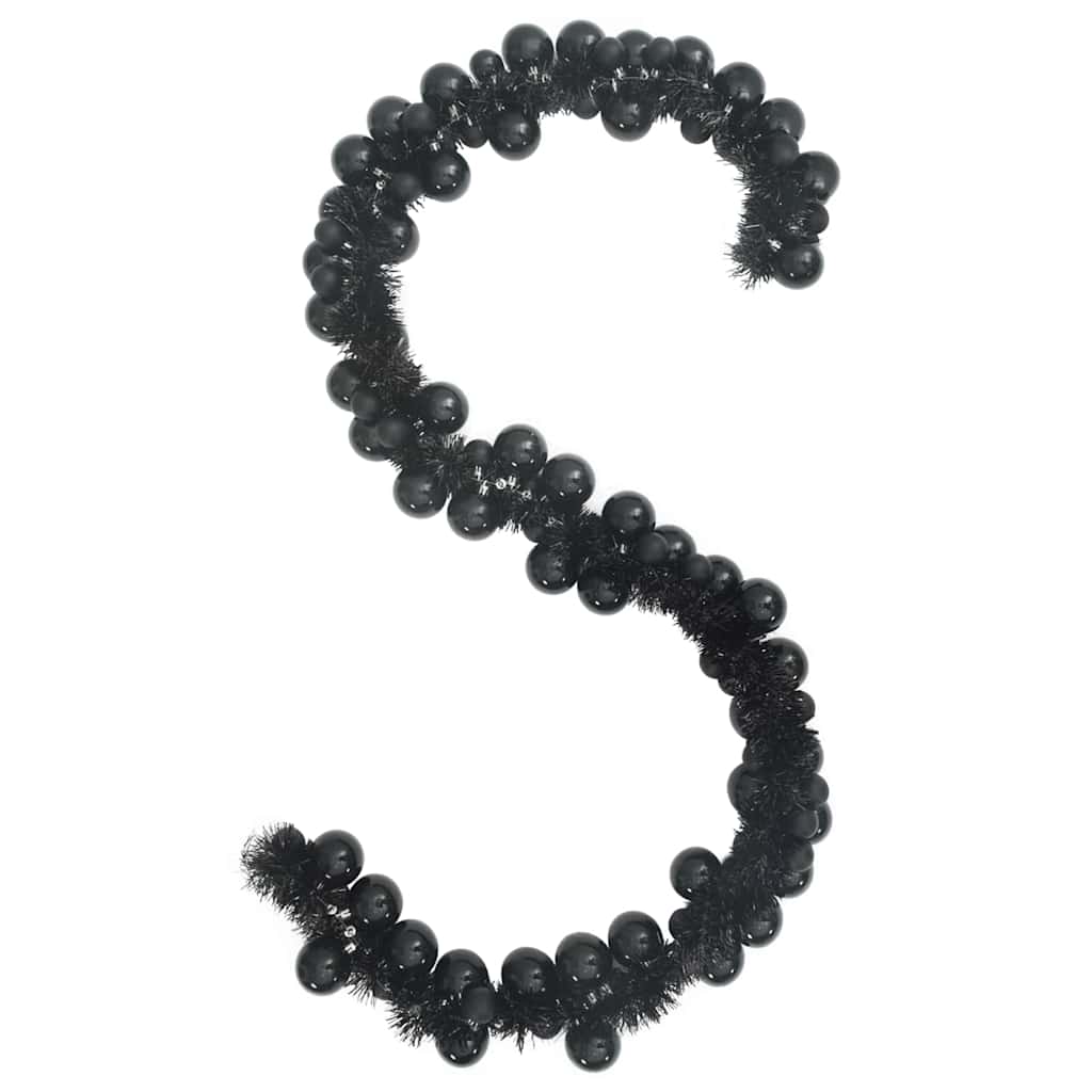 Guirlanda de Bolas de Natal Preto 186 cm Poliestireno