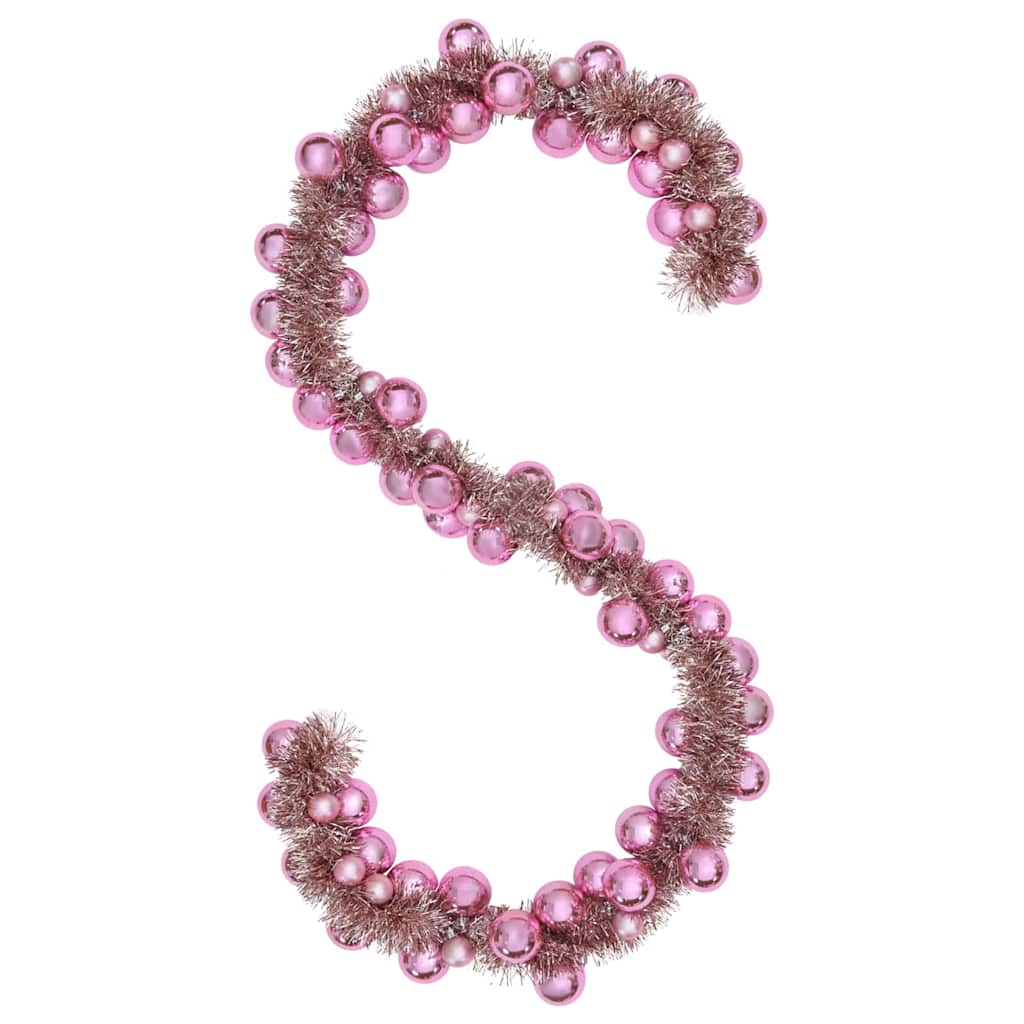 Guirlanda de Bolas de Natal Rosa 186 cm Poliestireno