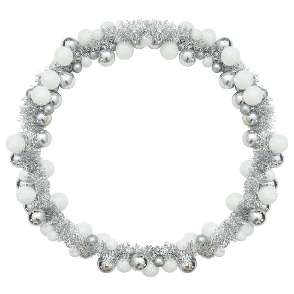 Guirlanda de Bolas de Natal Branco e Prata 186 cm Poliestireno