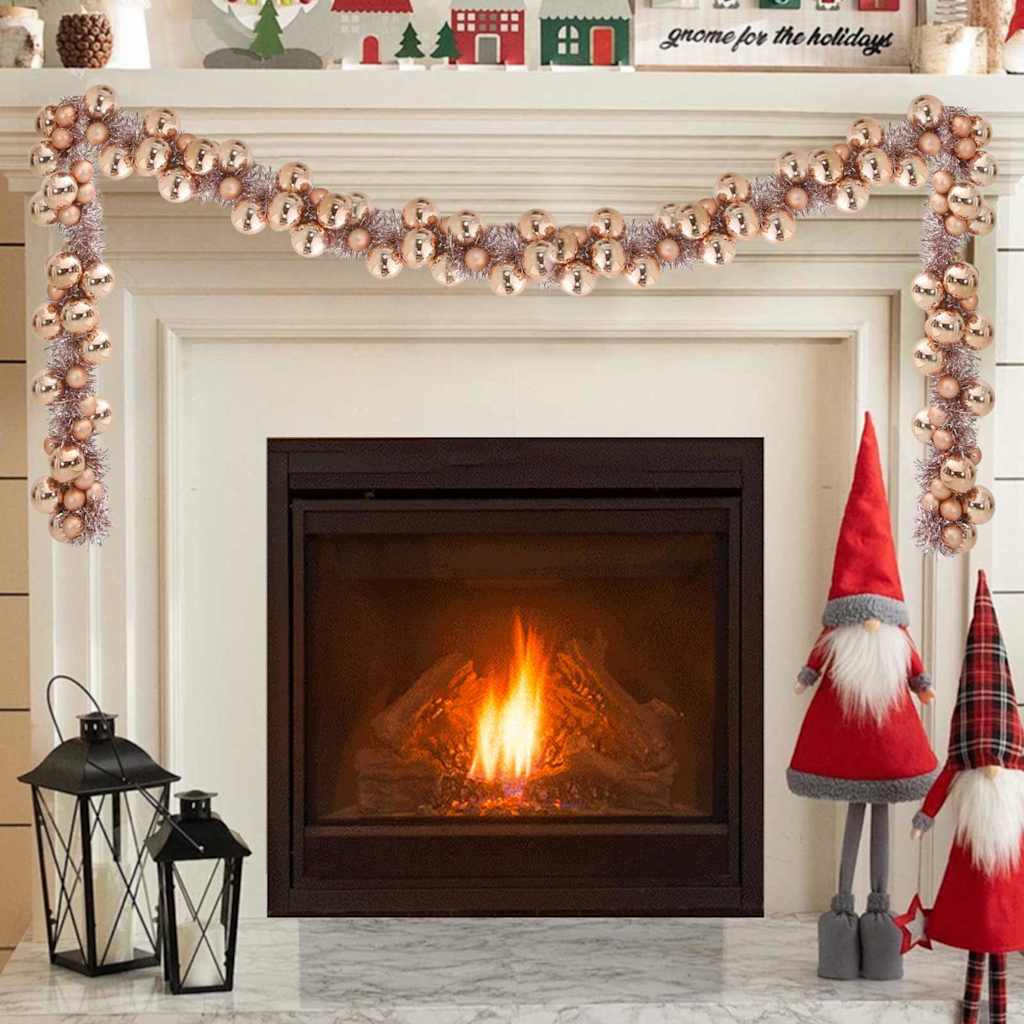 Guirlanda de Bolas de Natal Rosa dourado 186 cm Poliestireno