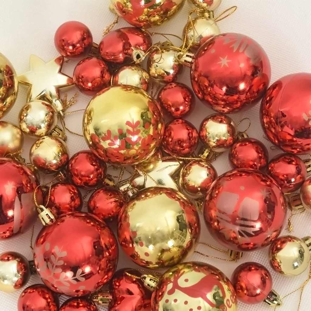 Conjunto de Bolas de Natal 40 pcs Dourado e Vermelho