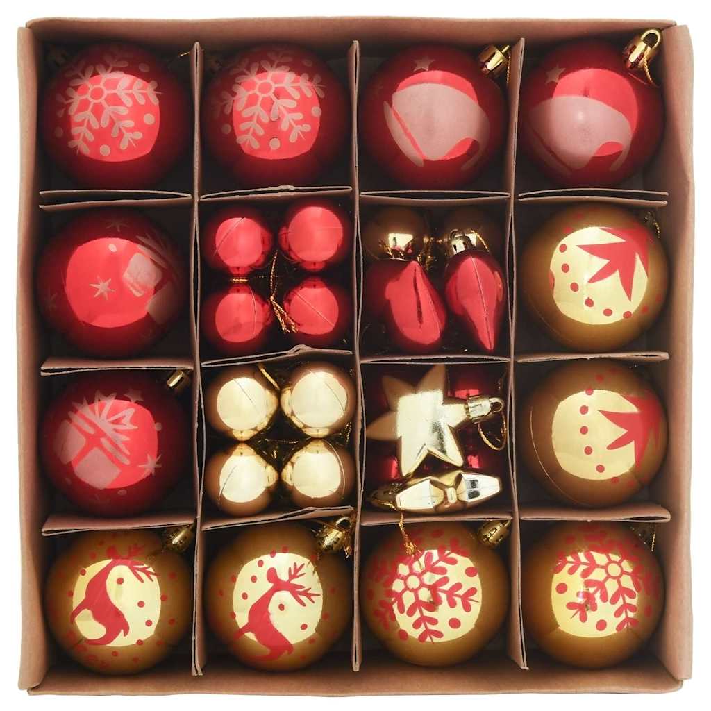 Conjunto de Bolas de Natal 40 pcs Dourado e Vermelho