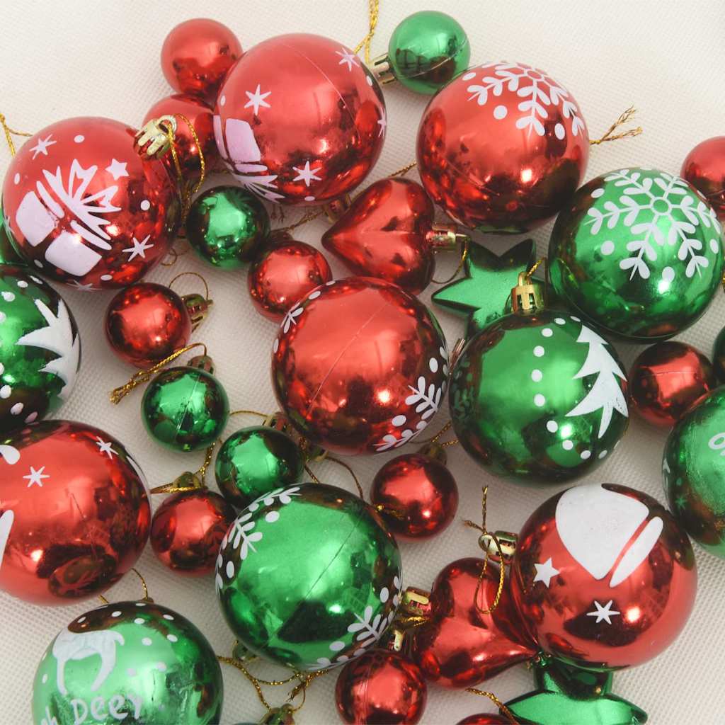 Conjunto de Bolas de Natal 40 pcs Vermelho e Verde