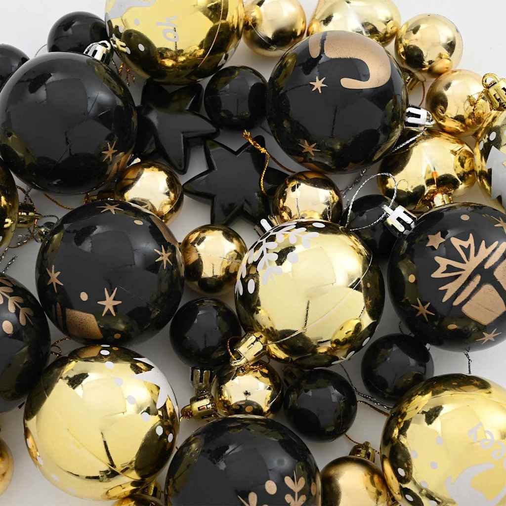 Conjunto de Bolas de Natal 40 pcs Preto e Ouro