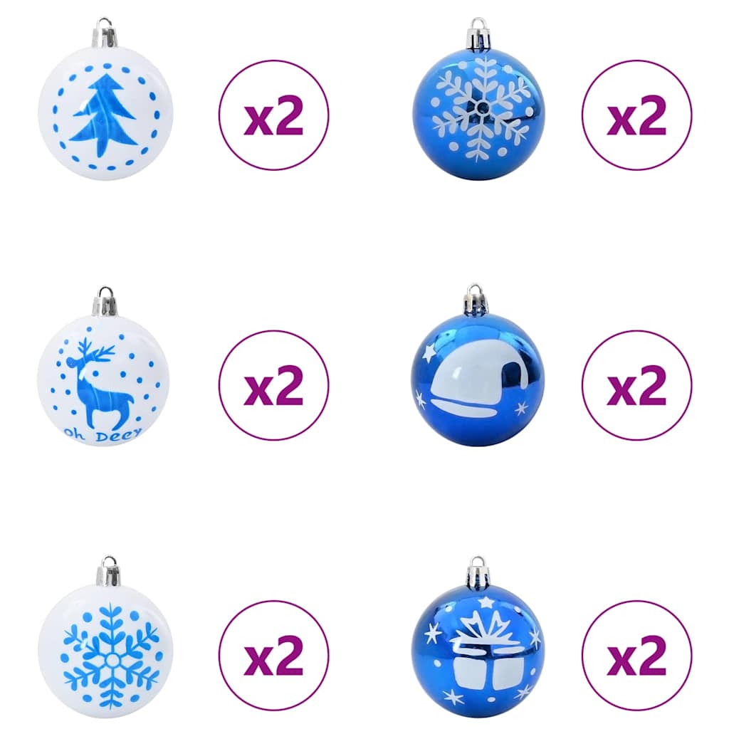 Conjunto de Bolas de Natal 40 pcs Azul e Branco