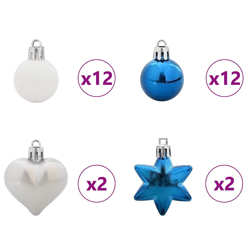 Conjunto de Bolas de Natal 40 pcs Azul e Branco