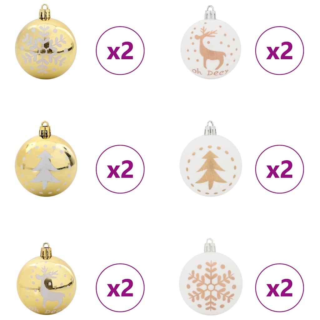 Conjunto de Bolas de Natal 40 pcs Branco e Dourado