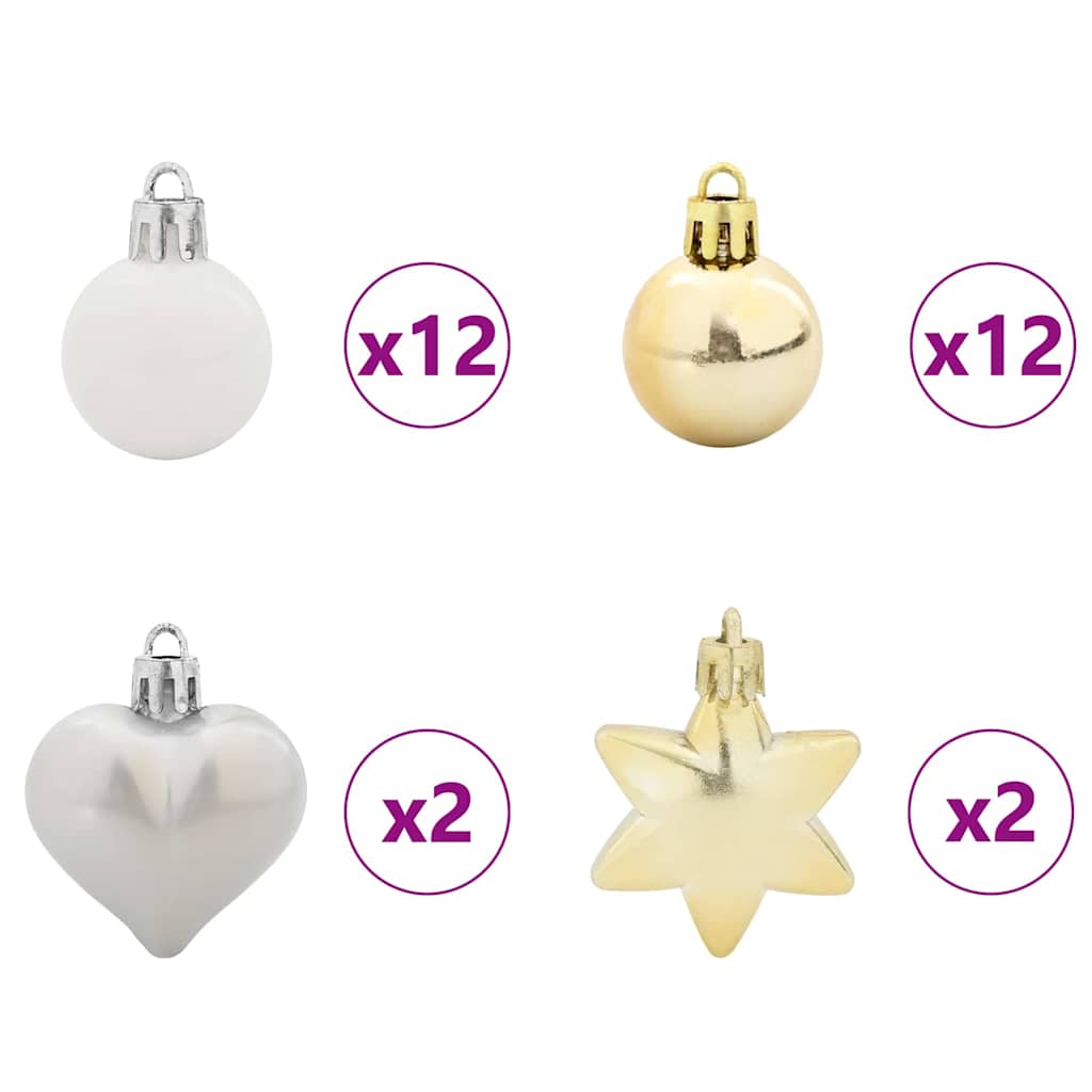 Conjunto de Bolas de Natal 40 pcs Branco e Dourado