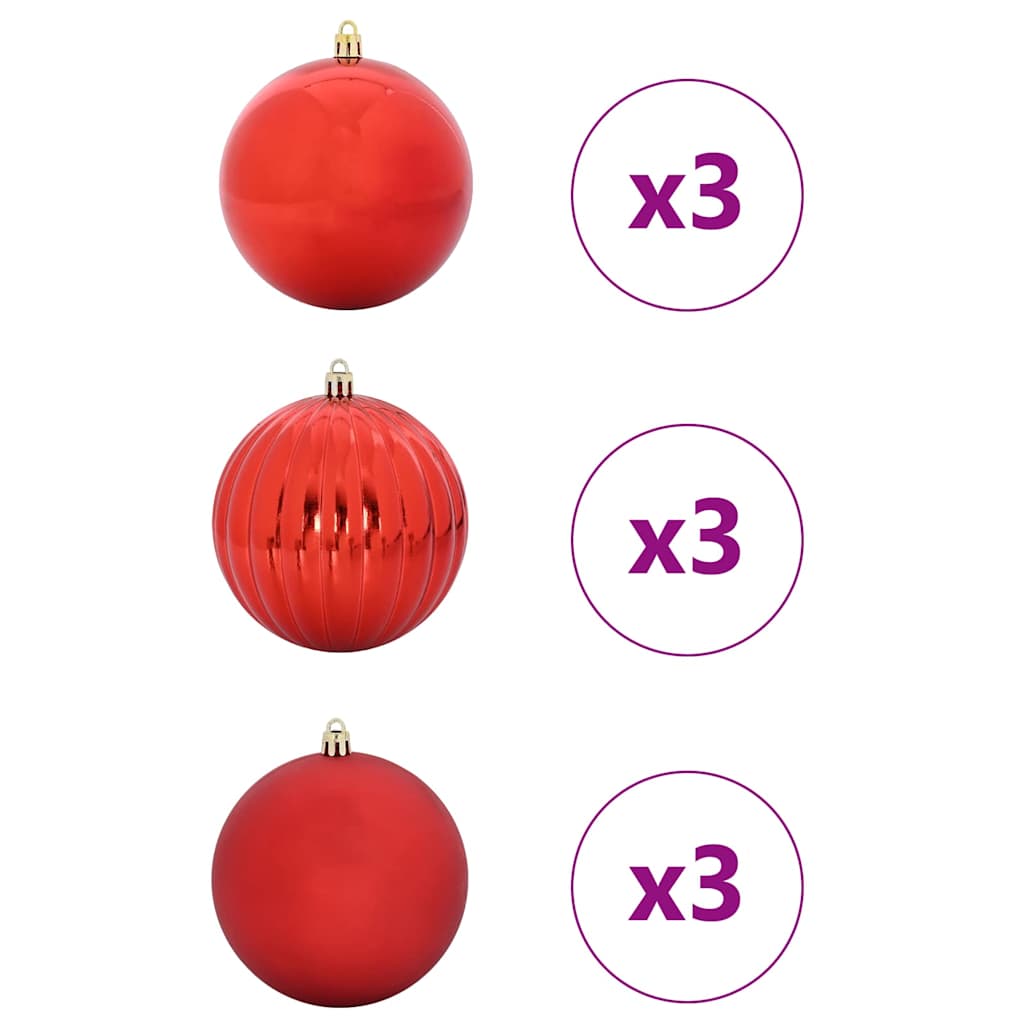 Conjunto de Bolas de Natal 9 pcs Vermelho XL