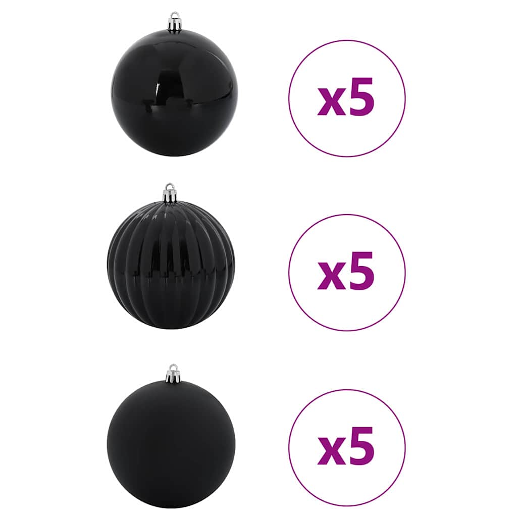 Conjunto de Bolas de Natal 15 pcs Preto XL
