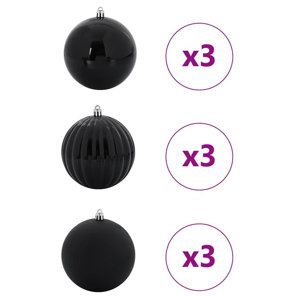 Conjunto de Bolas de Natal 9 pcs Preto XL