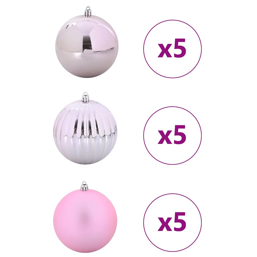 Conjunto de Bolas de Natal 15 pcs Rosa XL