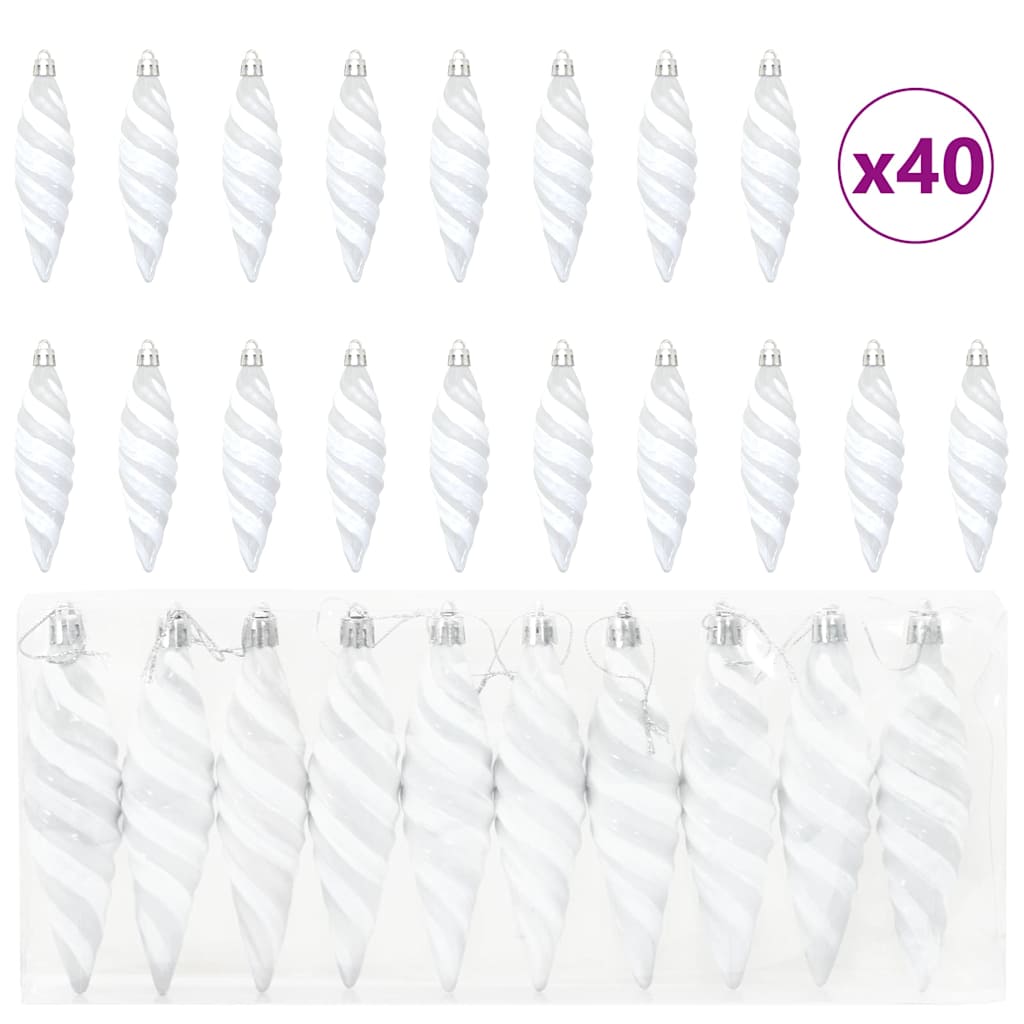 Bola Espiral de Natal 40 pcs Branco
