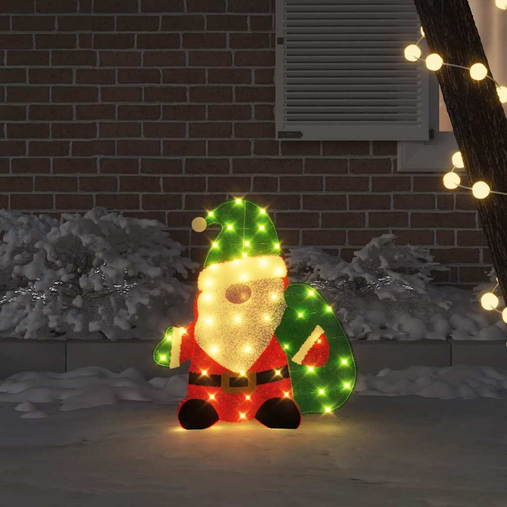 Papai Noel Iluminado com 60 LEDs Branco quente 62 x 70 cm
