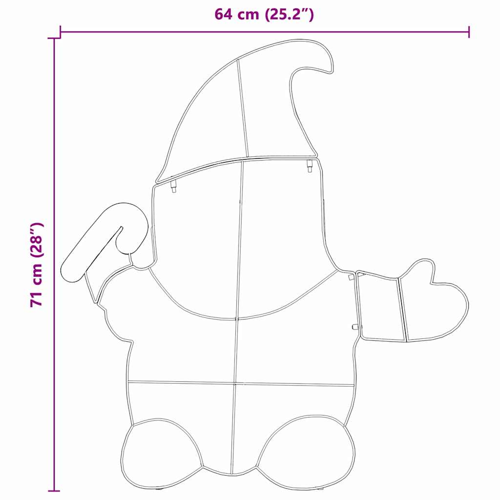 Gnomo Iluminado Branco quente 71 x 64 cm Tecido de Lantejoula