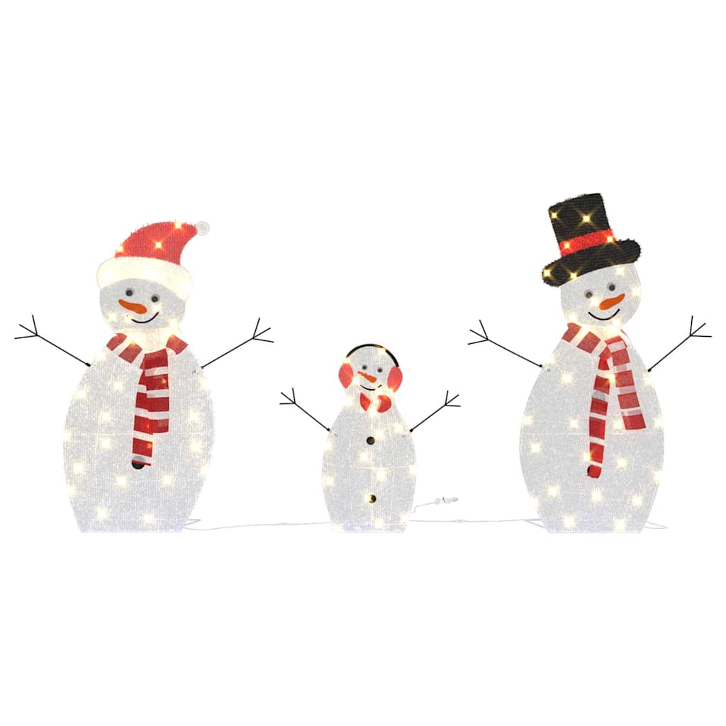 Família de Bonecos de Neve Iluminados 3 pcs Branco quente