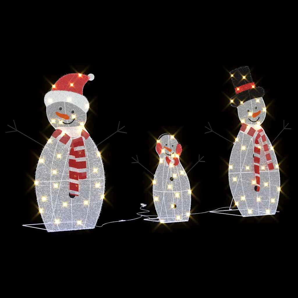Família de Bonecos de Neve Iluminados 3 pcs Branco quente