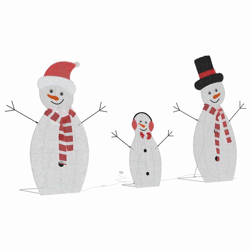 Família de Bonecos de Neve Iluminados 3 pcs Branco quente