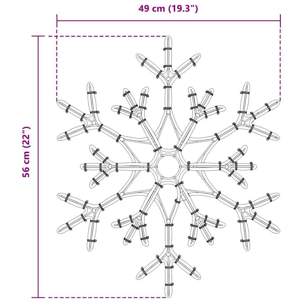 Floco de Natal com 180 LEDs Branco quente 56 x 49 x 0.7 cm PVC