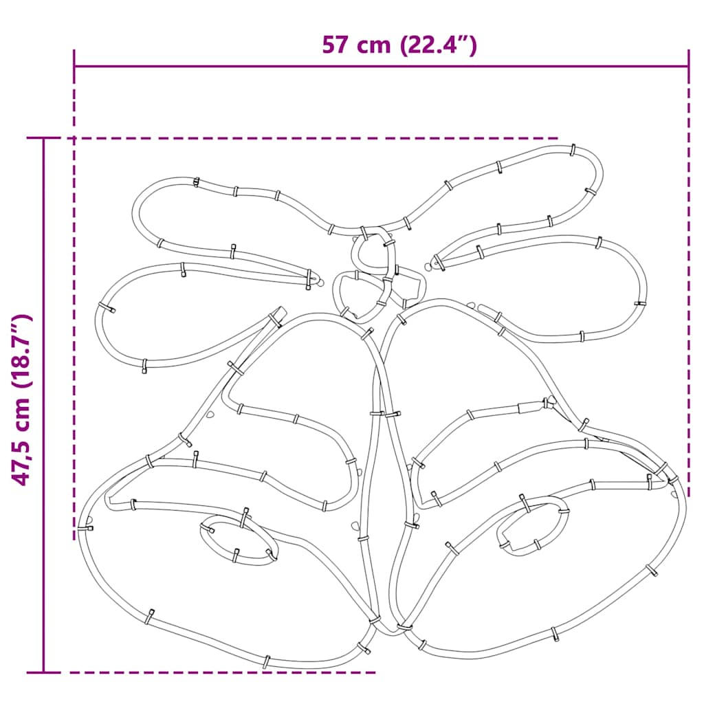 Campainha de Natal com 144 LEDs Multicolor 56 x 46 cm PVC