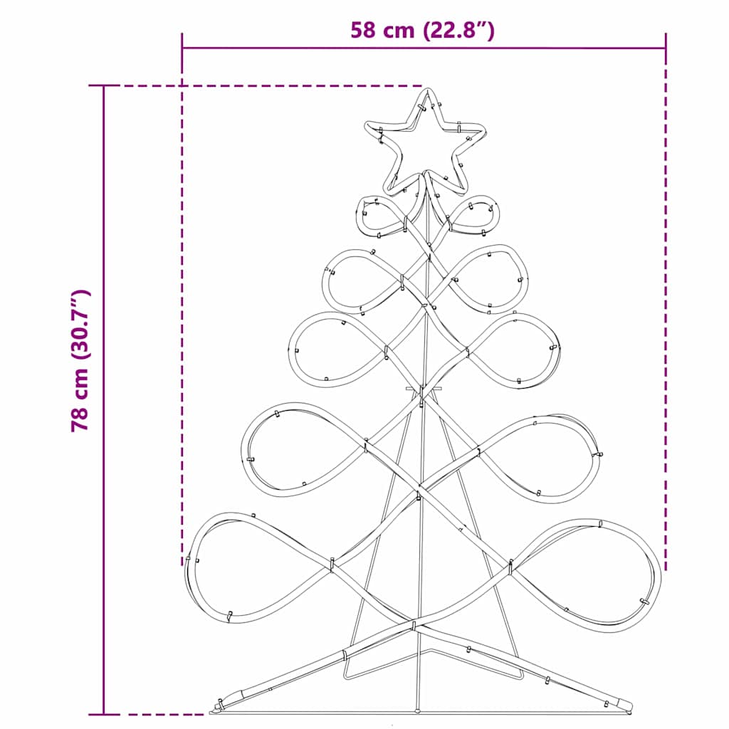 Luz em Forma de Árvore de Natal Multicolor 80 x 56 cm PVC