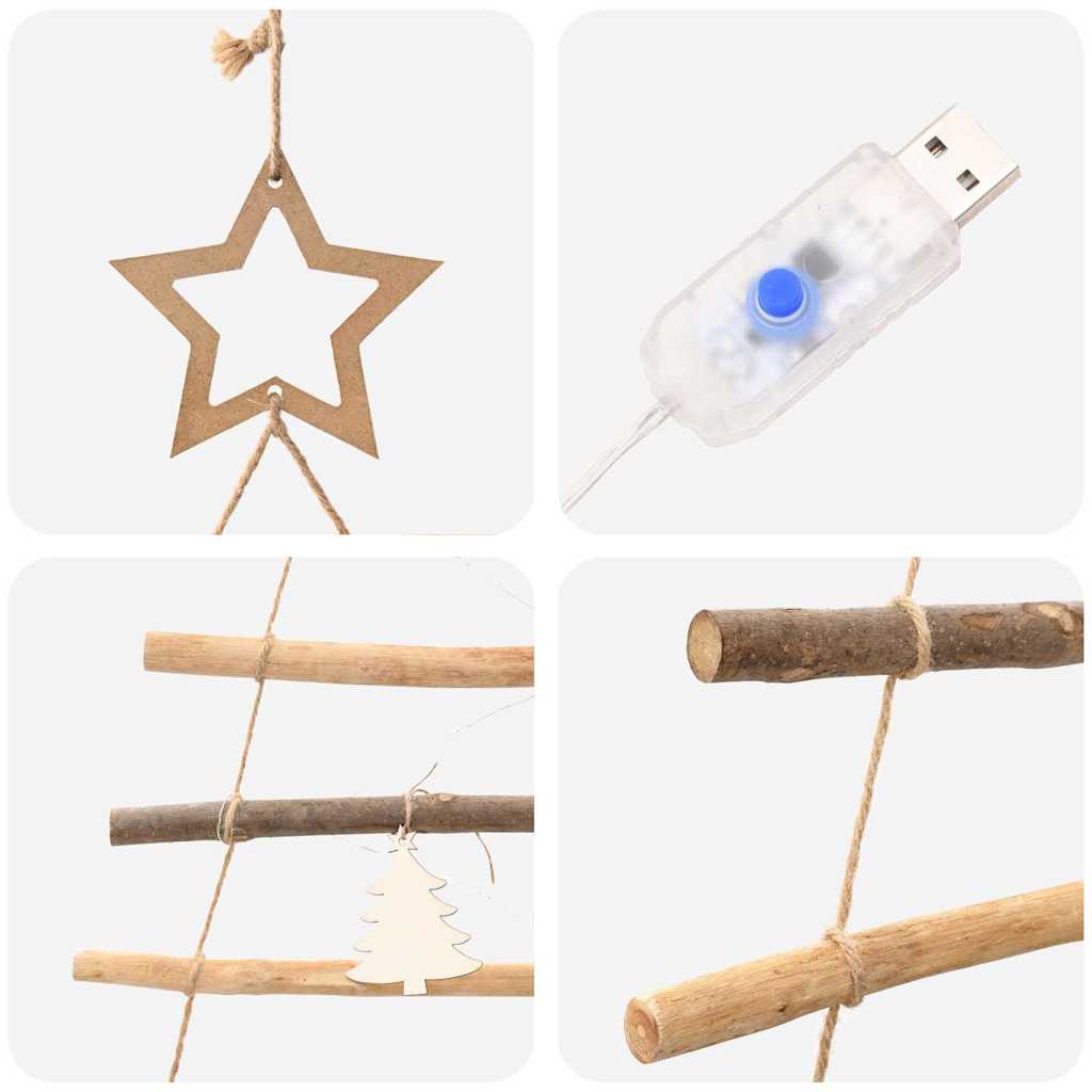 Árvore de Natal com 30 LEDs Natural 90 cm freixo maciço