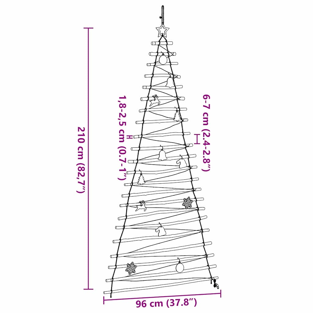 Árvore de Natal com 130 LEDs Natural 210 cm freixo maciço
