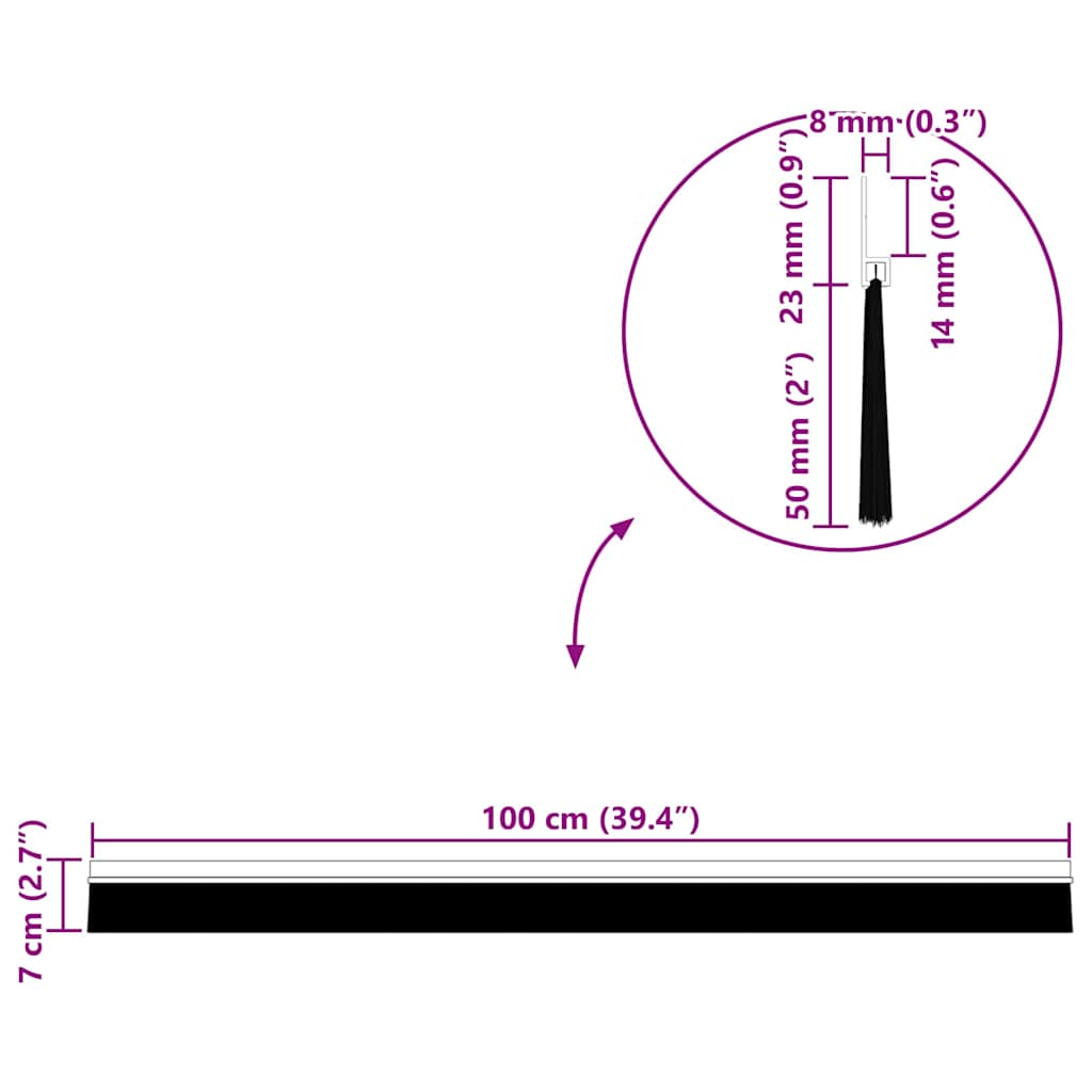 Selos de Escovas para Porta Auto-adesivos 12 pcs Branco 100 cm