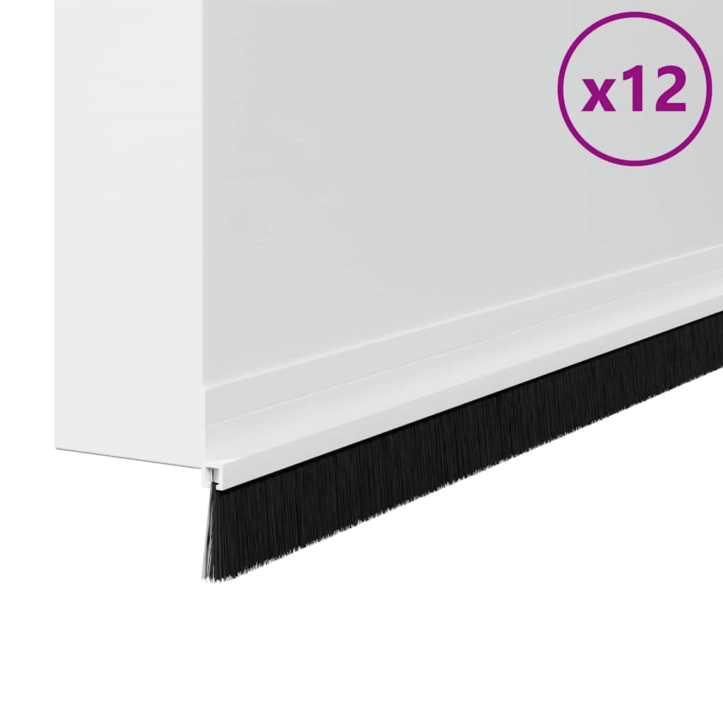 Selos de Escovas para Porta Auto-adesivos 12 pcs Branco 100 cm