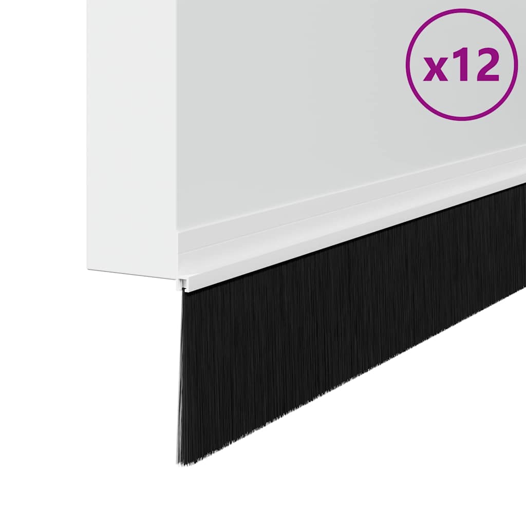 Selos de Escovas para Porta Auto-adesivos 12 pcs Branco 100 cm