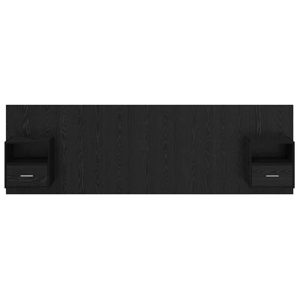 Cabeceira com Armário 3 pcs Carvalho Preto Madeira processada