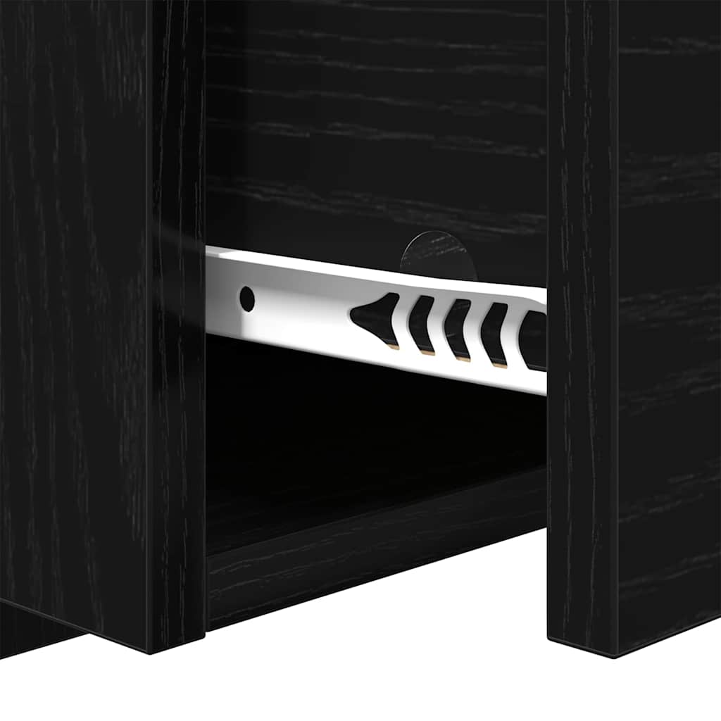 Cabeceira com Armário 3 pcs Carvalho Preto Madeira processada