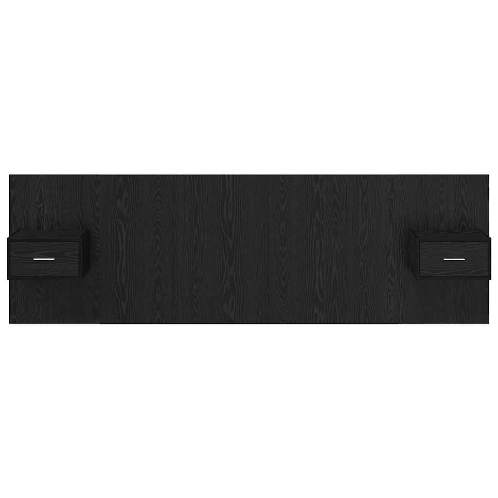 Cabeceira com Armário 3 pcs Carvalho Preto Madeira processada