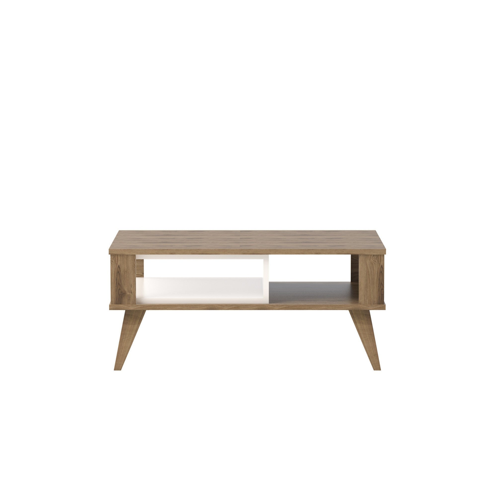Mesa de Centro Moderna, Carvalho e Branco, 90 x 60 x 40 cm | Painel de Partículas 100% Revestido em Melamina, 18 mm de Espessura | Multiuso com Armazenamento Adicional, Design Escandinavo