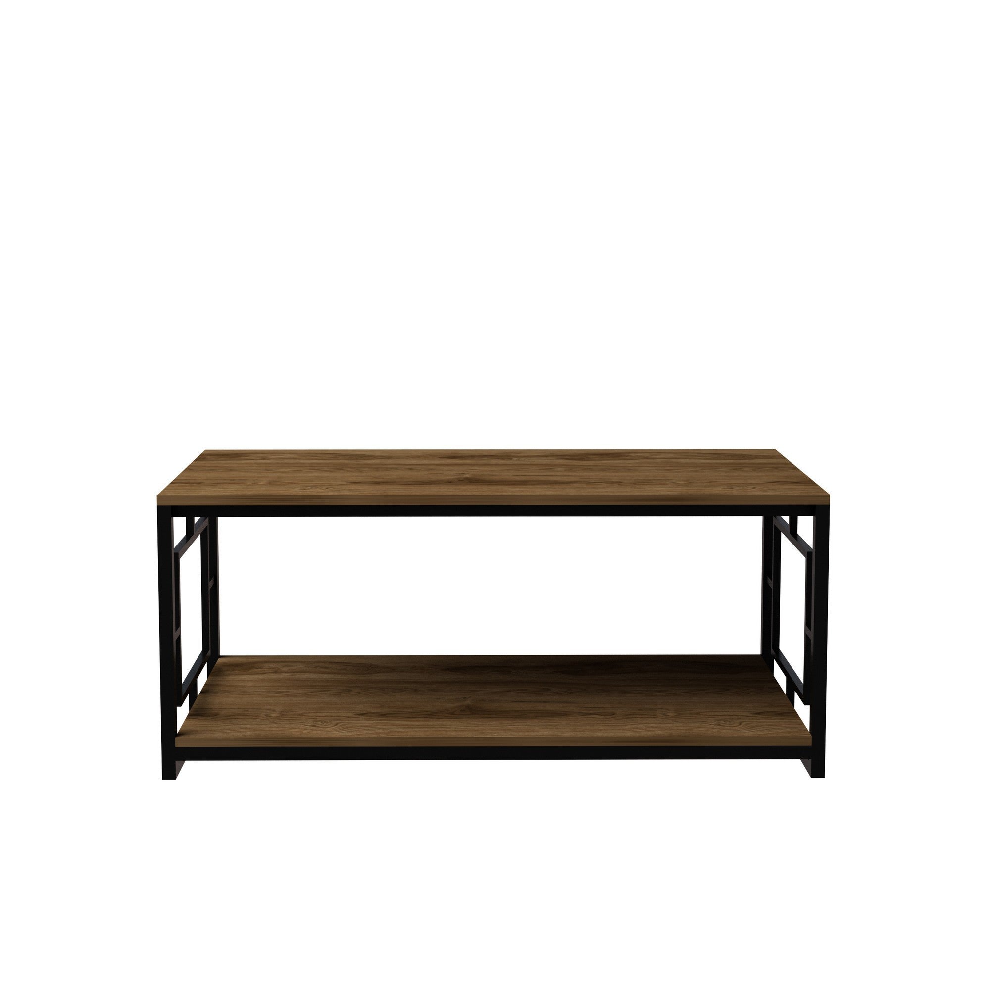 Mesa de Centro Moderna com Estrutura de Metal, Nogueira e Preto, 120 x 50 x 60 cm | Painel de Partículas 100% Revestido com Melamina, 18 mm | Elegante e Funcional com Armazenamento Extra
