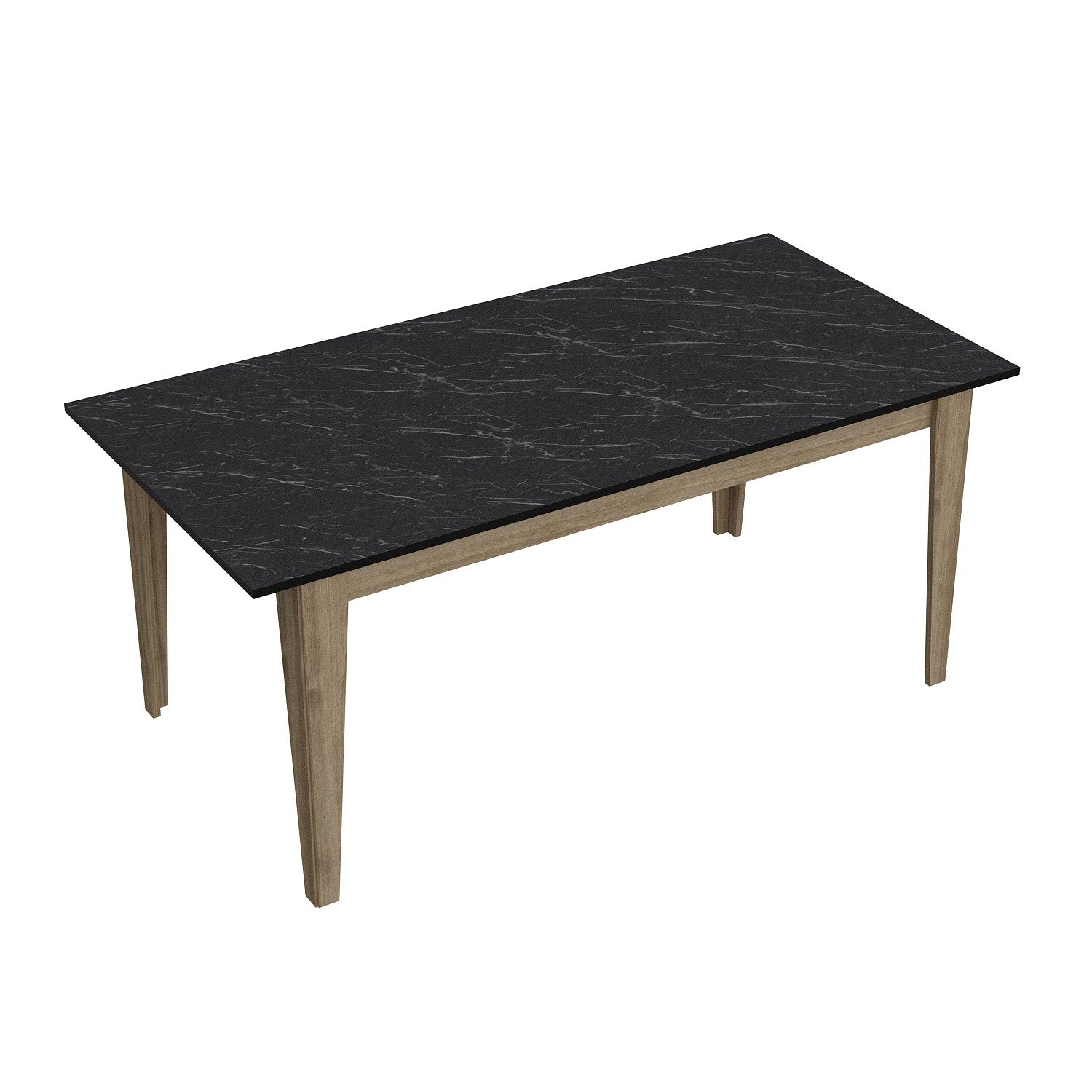 Mesa de Jantar Moderna Multiuso, Nogueira e Preto, 180 x 90 x 76,8 cm | Painel de Partículas 100% Revestido em Melamina, 18 mm de Espessura | Design Elegante e Funcional