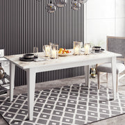 Mesa de Jantar Moderna com Padrão de Mármore, 180 x 90 x 76,8 cm | Painel de Partículas 100% Revestido com Melamina, 18 mm de Espessura | Design Branco Elegante para Uso Multiuso