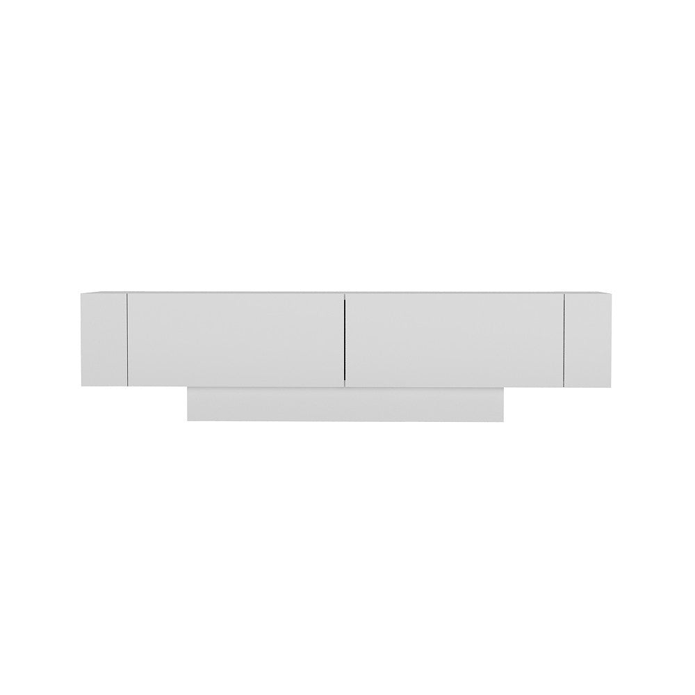 Suporte de TV moderno branco com prateleiras de parede (2 peças), 150 cm de largura, 100% revestido em melamina, 18 mm de espessura | Solução de armazenamento elegante para sala de estar