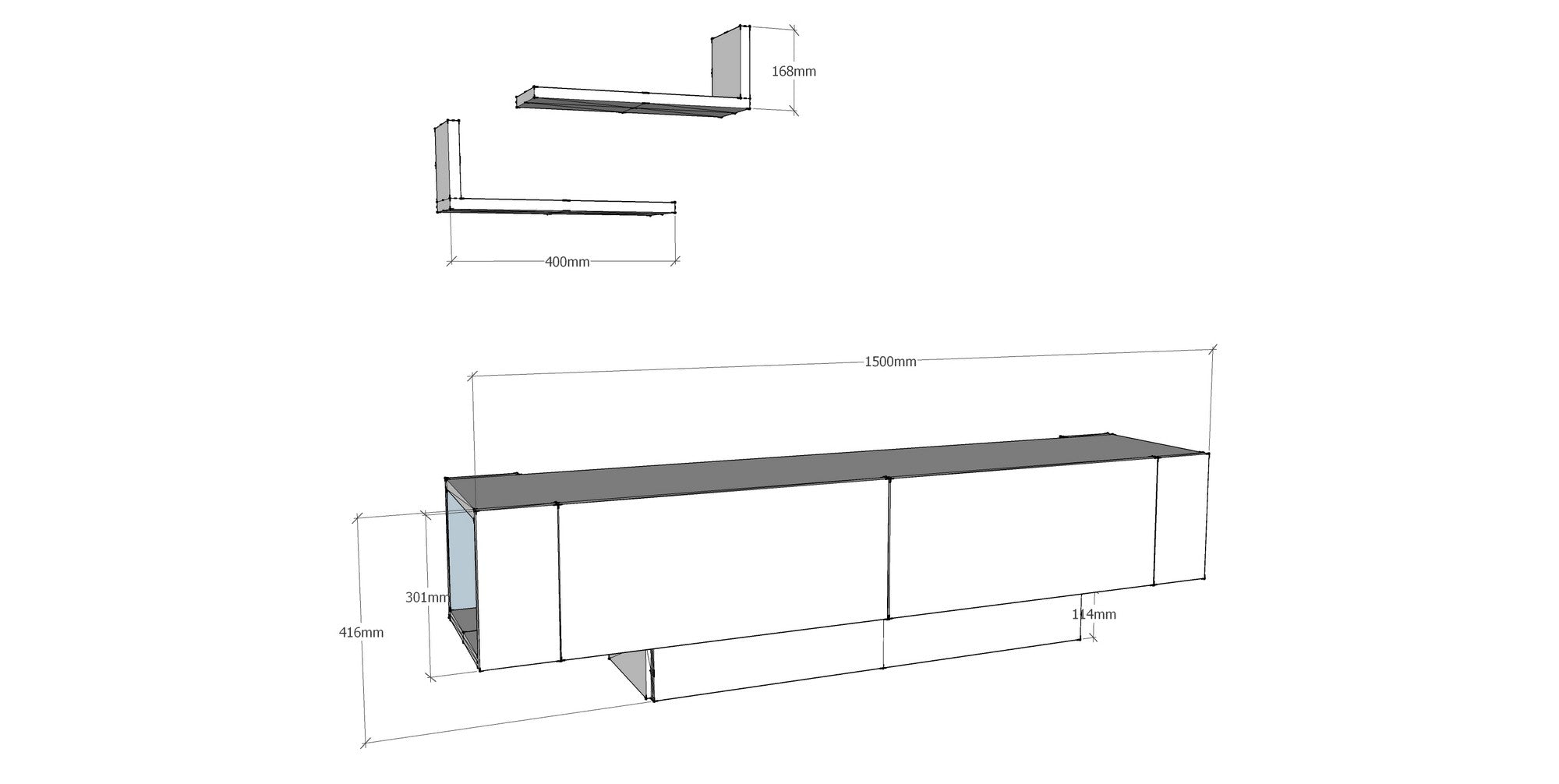 Suporte de TV moderno com prateleiras de parede (2 peças), nogueira e branco, 150 cm | 100% revestido em melamina, 18 mm de espessura | Solução de armazenamento elegante para sala de estar