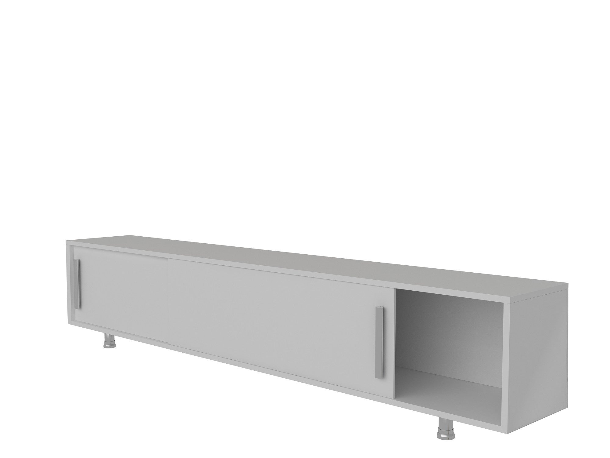 Suporte de TV moderno branco, 180 cm x 40 cm x 30 cm | Painel de partículas 100% revestido de melamina, 18 mm de espessura | Montável na parede, várias prateleiras, solução de armazenamento elegante