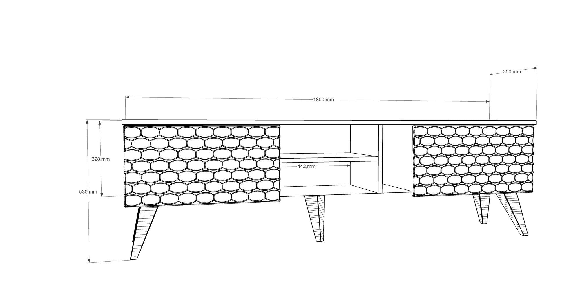 Suporte de TV moderno com opção de montagem na parede, branco e nogueira, 180 cm x 53 cm x 35 cm | 100% revestido em melamina, 18 mm de espessura | Solução de armazenamento elegante para salas de estar