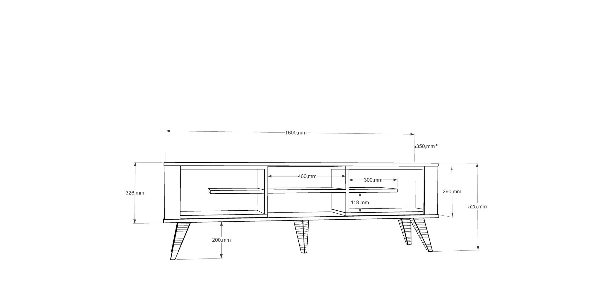 Suporte de TV moderno com opção de montagem na parede, carvalho e branco, 160 cm x 52,5 cm x 35 cm | 100% revestido em melamina, 18 mm de espessura | Solução de armazenamento elegante para salas de estar