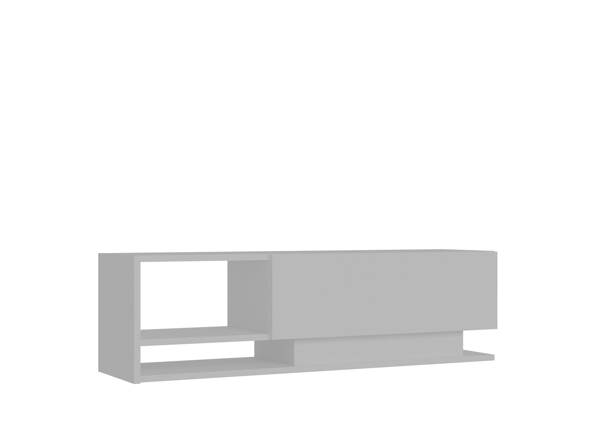 Suporte de TV moderno branco, 120 cm | Painel de partículas 100% revestido em melamina, 18 mm de espessura | Montável na parede, várias prateleiras, design elegante e funcional