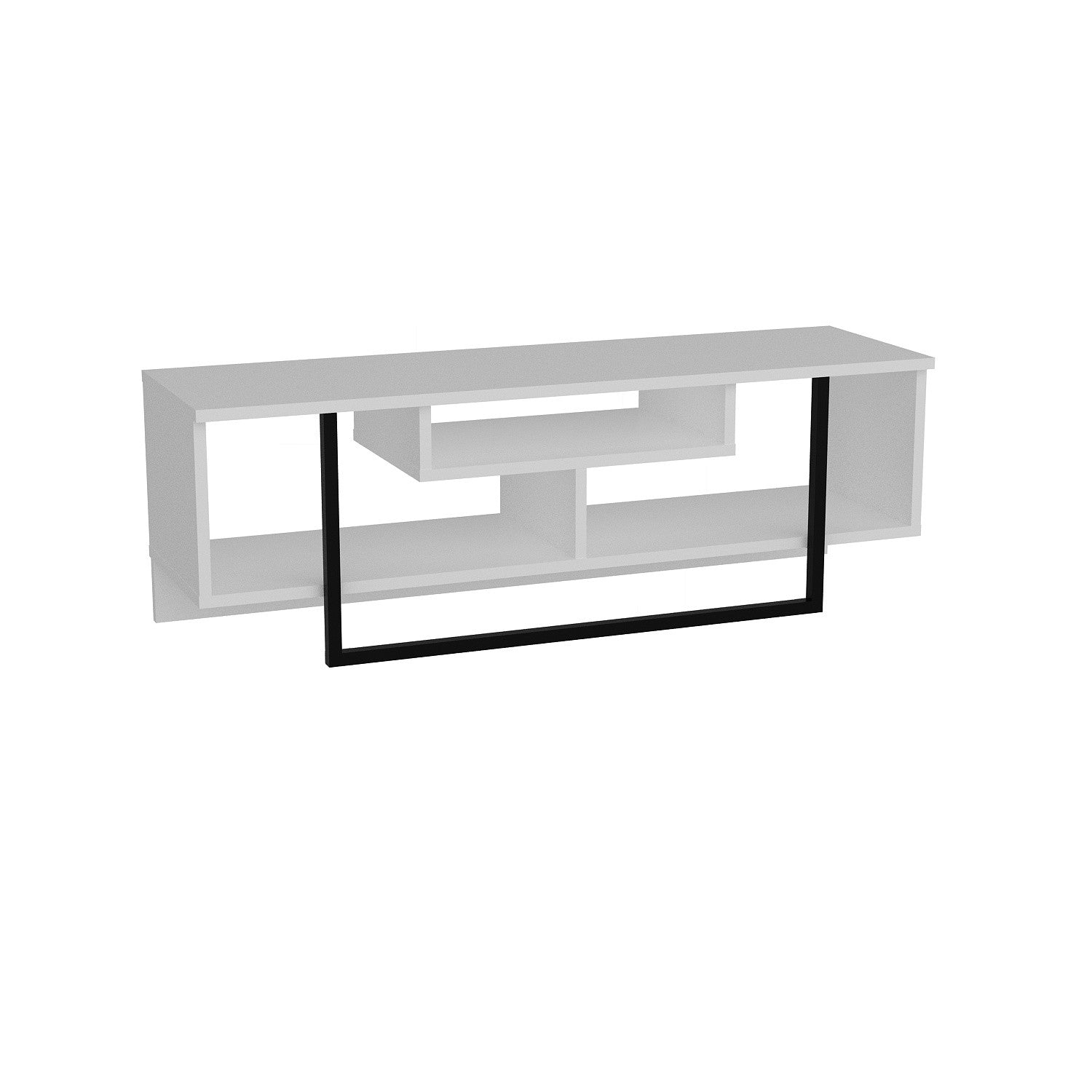 Suporte de TV moderno com opção de montagem na parede, branco e preto, 119,4 x 40,2 x 35,2 cm | 100% revestido em melamina, 18 mm de espessura | Solução de armazenamento elegante