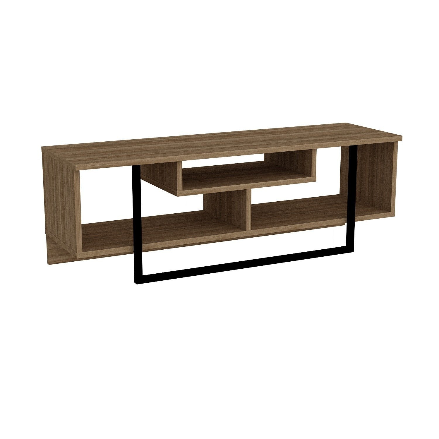 Suporte de TV moderno com opção de montagem na parede, nogueira e preto, 119,4 x 40,2 x 35,2 cm | 100% revestido em melamina, 18 mm de espessura | Solução de armazenamento elegante para qualquer espaço