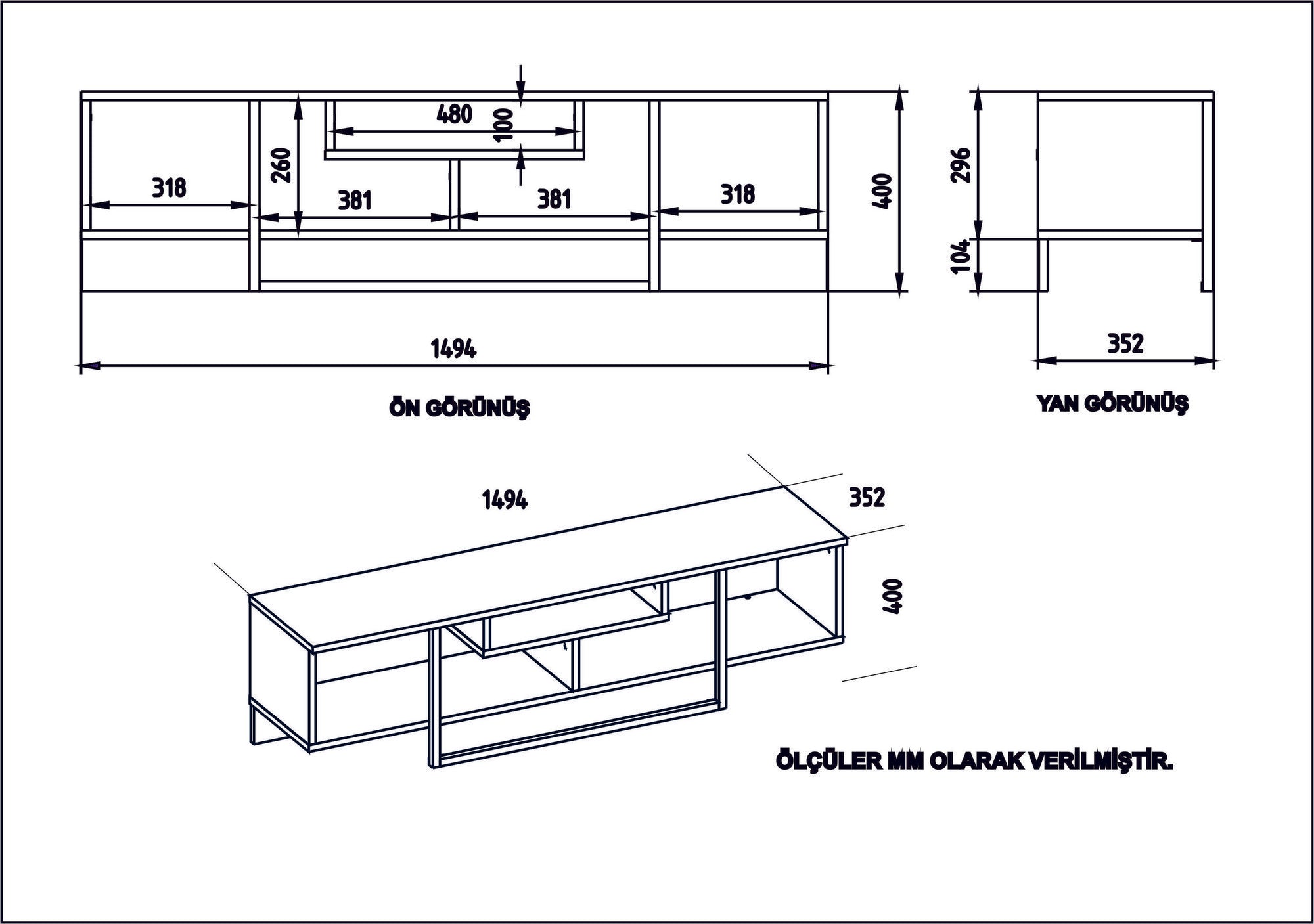 Suporte de TV moderno com opção de montagem na parede, 149,4 cm, branco/preto/carvalho | 100% revestido em melamina, 18 mm de espessura | Solução de armazenamento elegante para qualquer sala de estar