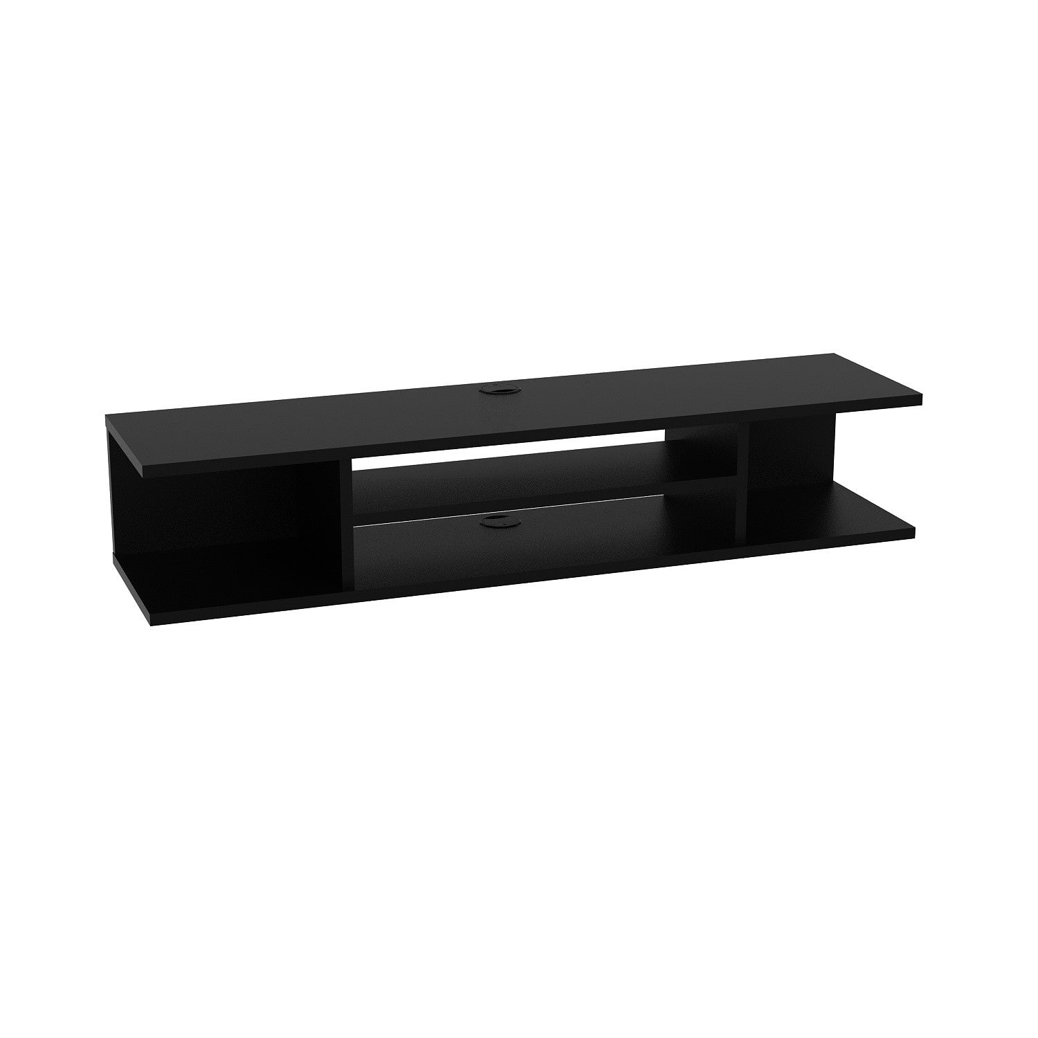 Suporte de TV moderno preto, 120 cm | Painel de partículas 100% revestido em melamina, 18 mm de espessura | Montável na parede, várias prateleiras, design elegante e funcional