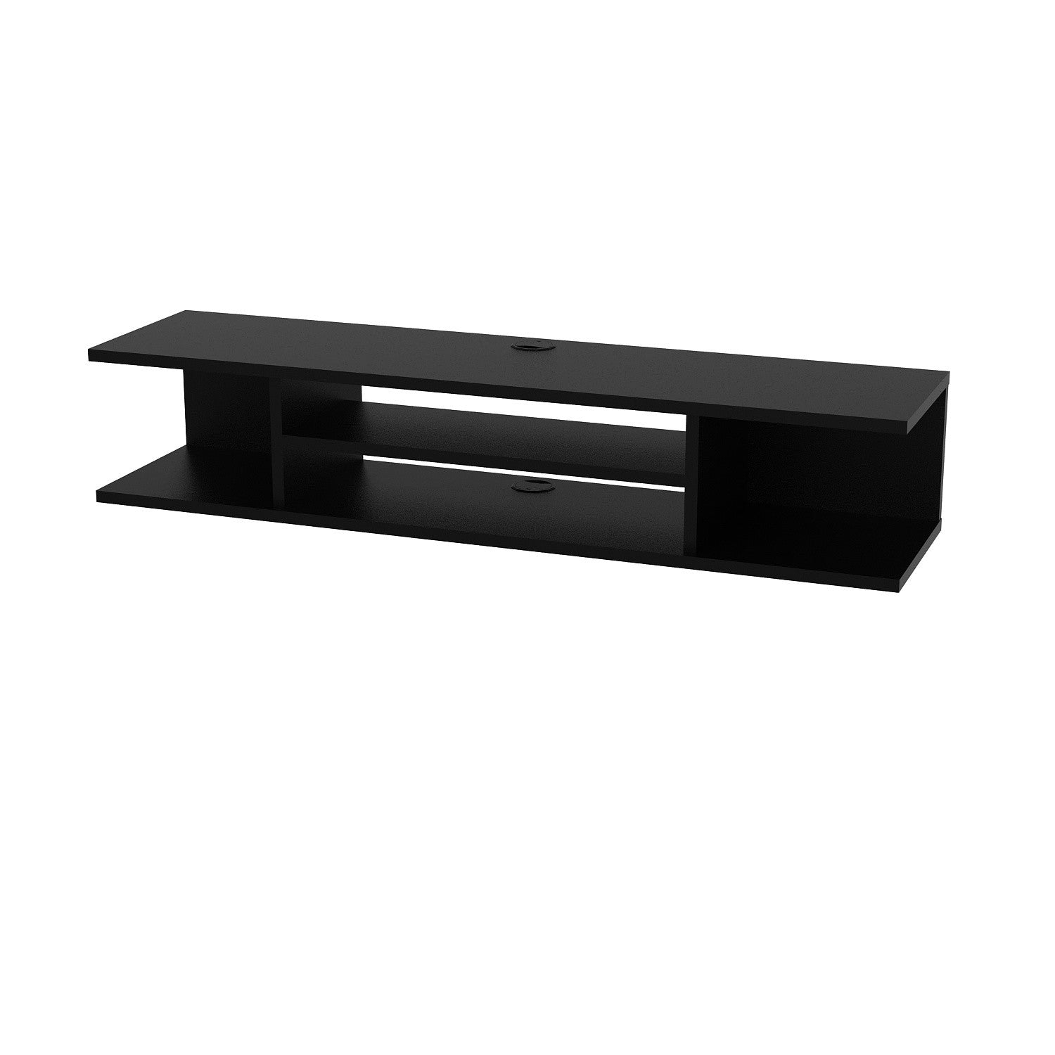 Suporte de TV moderno preto, 120 cm | Painel de partículas 100% revestido em melamina, 18 mm de espessura | Montável na parede, várias prateleiras, design elegante e funcional